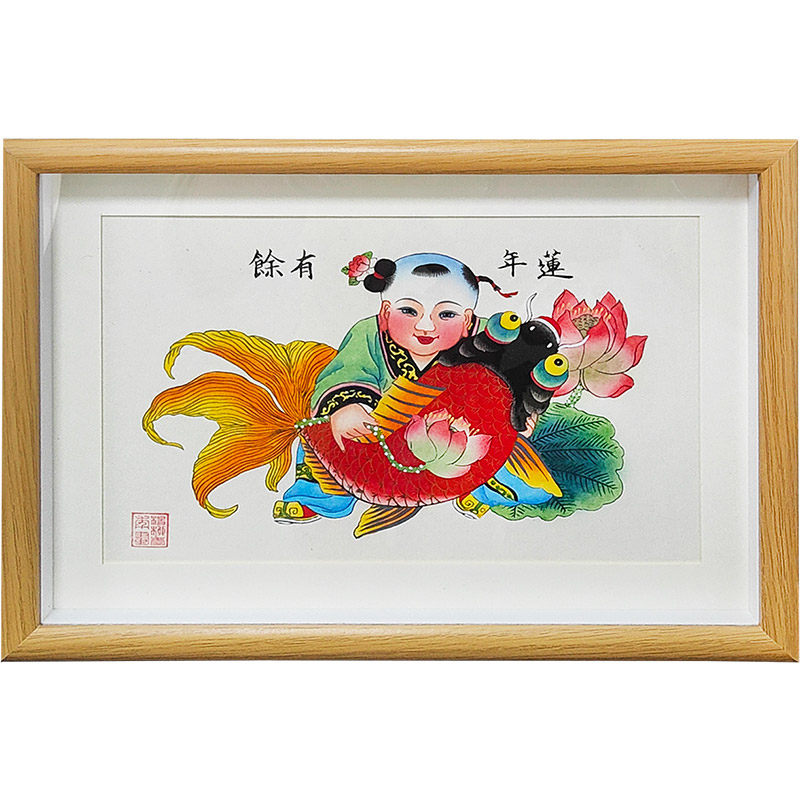 天津杨柳青手绘摆台莲年有余礼品
