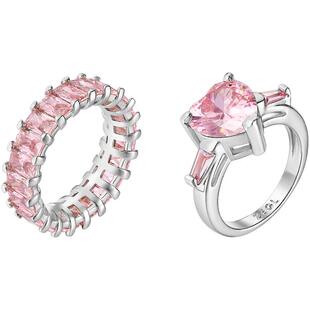 ZEGL满天星粉色爱心戒指女小众设计感轻奢秋冬新款潮指环食指戒