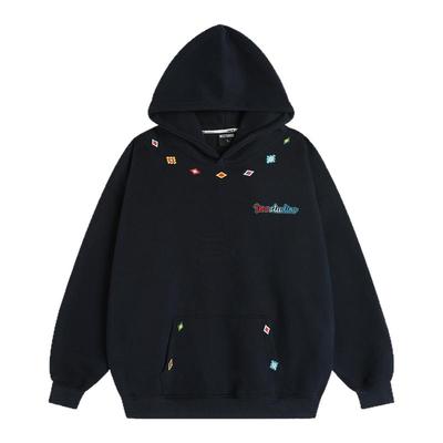 INSstudios「菱格刺绣连帽卫衣」