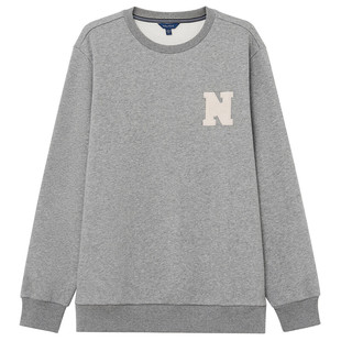 NAUTICA/诺帝卡男装秋冬磨毛字母印花休闲打底加绒卫衣KO3402