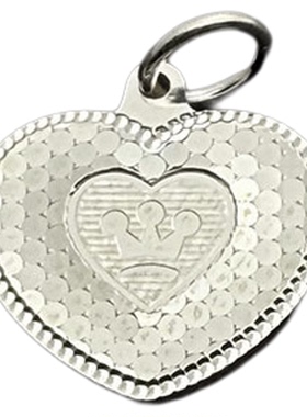 S925纯银心型花纹爱心鱼鳞吊牌