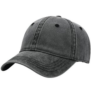 新款做旧棒球帽男女士春秋牛仔棒球帽大头围韩版潮冬季灰色鸭舌帽