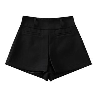 白色毛呢短裤裙女秋冬新款高腰遮胯显瘦阔腿时尚打底外穿短裙靴裤