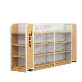 超市货架便利店钢木零食店商店展示架挂钩货架文具母婴店中岛货柜