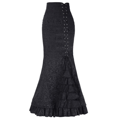 Punk Vintage Jacquard Mermaid Skirt女个性朋克复古提花鱼尾裙