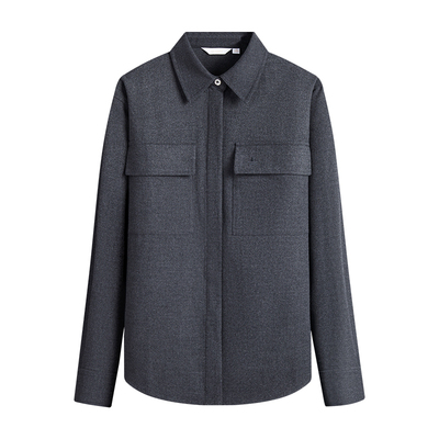 Navigare意大利小帆船工装磨毛长袖衬衫女士春季新款通勤衬衣外套