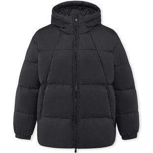 轻松羽绒森马羽绒服男2025冬季新款发热三防情侣连帽外套黑色短款