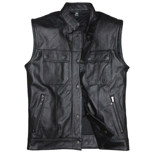 混乱之子头层牛真皮皮衣男女短款修身立领马甲机车摩托车服护具卢