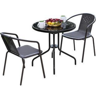 远茂户外桌椅三件套阳台小茶桌椅组合庭院露台休闲外摆室外圆桌椅