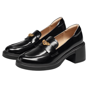 喜上梅梢蹀愫2026年春款新中式乐福鞋增高6厘米小皮鞋T76112A-01