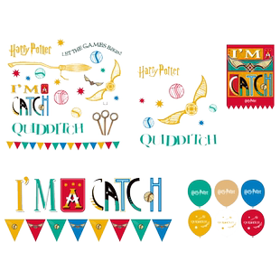 ME华纳正版哈利波特魁地奇派对套装静电贴气球拉旗吊旗挂饰三角旗