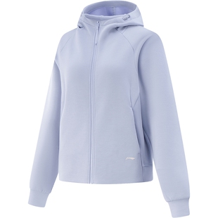 李宁丝丝轻柔卫衣女款春季官方新款针织女装上衣拉链慵懒运动外套