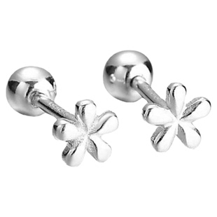 通体S999足银小清新花朵迷你螺丝拧耳钉样耳钉百搭气质韩版设计感