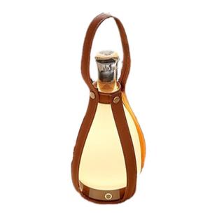 柚子台灯床头卧室充电手提牛皮奶瓶送礼复古户外露营高级感氛围灯