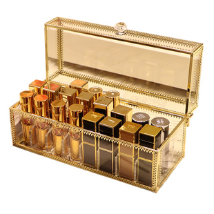 口红收纳盒防尘网红桌面装化妆品的盒子带盖多格整理唇釉口红架