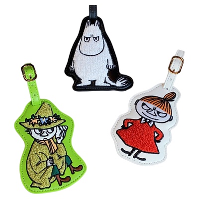 日系可爱姆明亚美pu刺绣行李牌