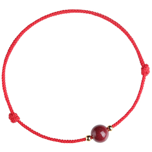 本命年朱砂小红绳手链脚链银珠手绳环转运珠婴儿童宝宝男女脚链细