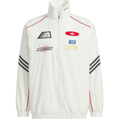 adidas阿迪达斯三叶草女子赛车风立领时尚运动健身夹克外套KG6677