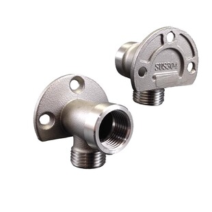 304不锈钢明装底座水龙头加长4分带固定器免打孔贴墙通用墙座配件