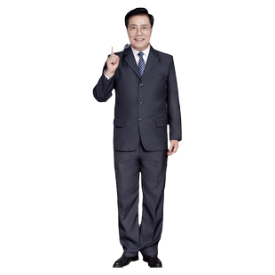 中年爸爸西服套装男士二件套宽松西装职业正装中老年服装结婚礼服