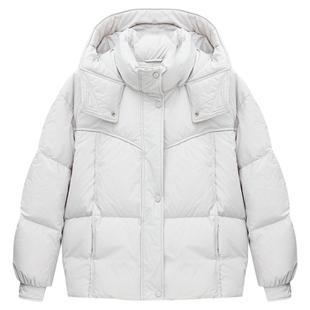 快鱼简约轻薄羽绒服女款2025新款冬季保暖小个子短款面包服外套女