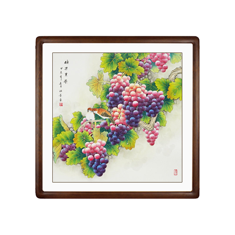 纯手绘葡萄工笔画国画新中式玄关