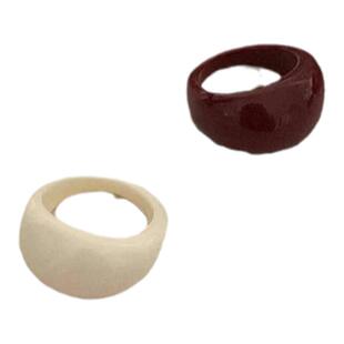 earlobe韩国东大门饰品 简约椭圆树脂馒头戒指小众设计食指戒扳指