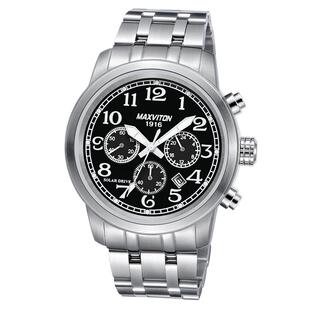 玛斯威顿太阳能手表男款商务休闲夜光防水多功能特种兵光能手表男