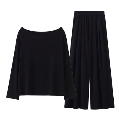 休闲日常露肩春夏长袖长裤套装