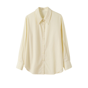 SKYINTL百搭天丝棉衬衫女长袖翻领衬衣春秋薄款莱塞尔宽松上衣女
