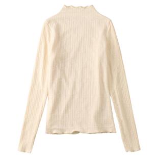 秋冬蕾丝加绒打底衫女装高级感木耳边长袖保暖洋气加厚网纱上衣女