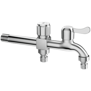 304不锈钢加厚洗衣机水龙头户外自来水加长拖把池一进二出水笼头