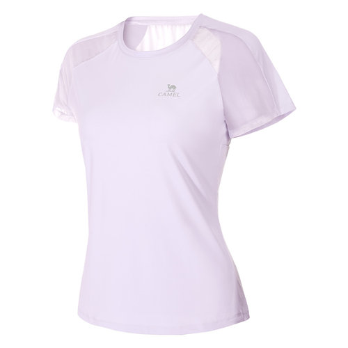 骆驼冰丝瑜伽服上衣女夏季薄款运动服短袖跑步T恤健身服快干衣服