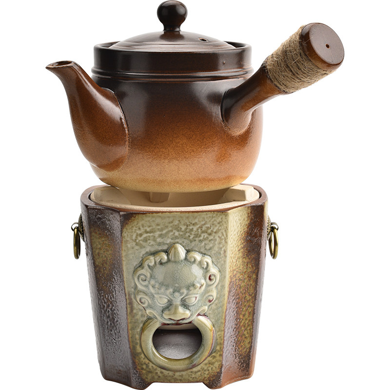 柴烧耐高温炭炉套装侧把煮茶壶