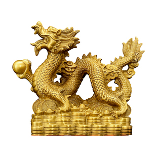 1五爪金龙金钱铜龙摆件招财青龙工艺品办公室桌面龙腾四海摆件