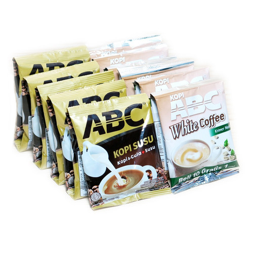 印尼ABC咖啡速溶挂装白咖啡 3合1加奶咖啡 GULA+SUSU  31g*10小包