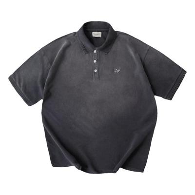 SONOFLOONG水洗做旧复古短袖POLO