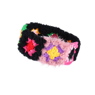 小黄香蕉手钩原创毛绒发带女针织宽边黑色发箍高颅顶日常外戴头饰