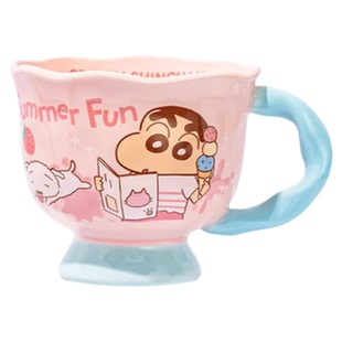 蜡笔小新杯子可爱马克杯家用喝水杯高颜值早餐杯办公室咖啡陶瓷杯