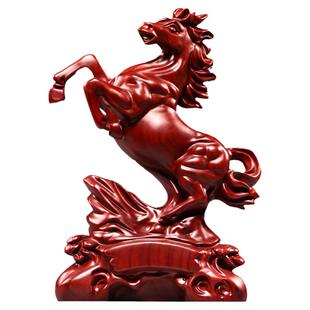 红色木雕马摆件红木十二生肖木头马家居装饰实木吉祥物玄关工艺品