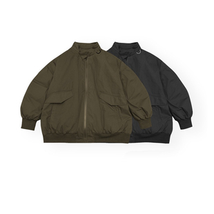 山月拾酒 秋冬军事日系复古宽松夹棉中性风棒球服工装外套夹克