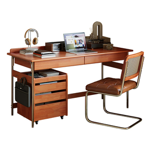 中古风书桌实木包豪斯电脑桌家用带抽屉写字台卧室学习书房工作桌