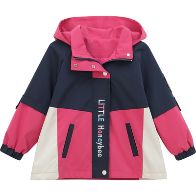 韩版拼色连帽户外冲锋衣