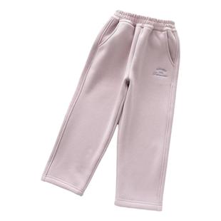 校服神裤洋气童装冬儿童女童加绒运动裤一条过冬撸猫绒小脚直筒裤