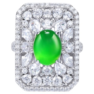 VISING珠宝超爆闪天然绿玉髓无事牌戒指国风新中式