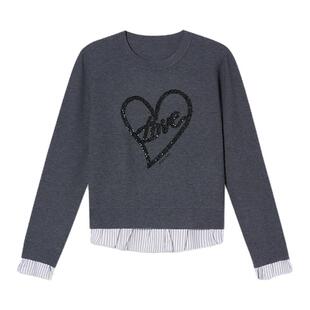 诗篇专选珠片刺绣假两件毛织拼接针织衫女上衣2025冬款