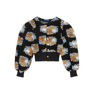 泡泡袖毛呢短款外套女2024新款冬季设计感小众上衣宽松韩版外套