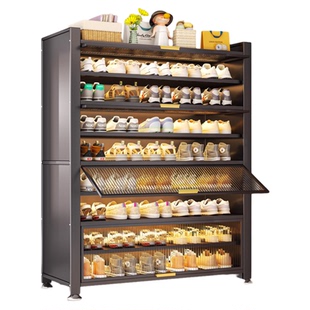 家用鞋架多层家用玄关鞋柜防尘大容量收纳柜入户上翻门一体碳钢柜