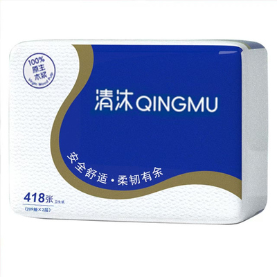 清沐压花平板卫生纸418张家包装