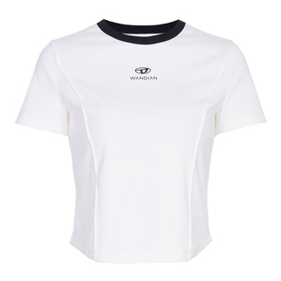 婉甸2025黑色/白色撞边领短袖T恤百搭风上衣1241T05SM4